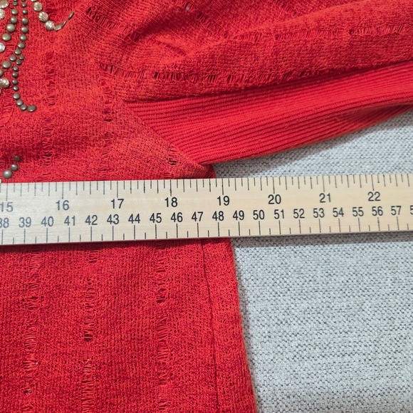 Miss Me Orange Studded Embellished Open Knit Cardigan Sweater Bohemian Women's M - Picture 5 of 6
